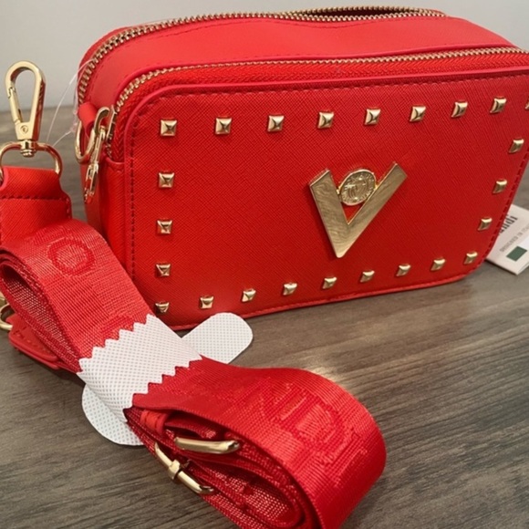 Valentino Orlandi Handbags - Valentino Orlandi Red Crossbody Bag with Gold Studs